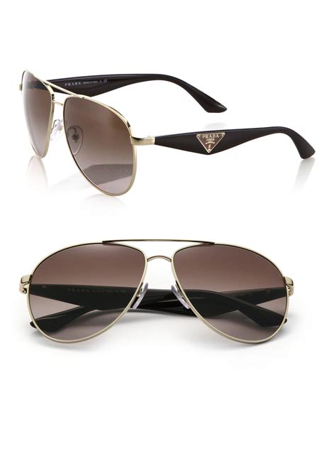 white prada aviator sunglasses gold lenses|Prada aviator sunglasses sale.